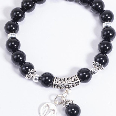 Vòng Tay Phong Thủy Đá Obsidian Phối Charm Cung Hoàng Đạo Bạch Dương (8mm) Mệnh Thủy, Mộc Ngọc Quý Gemstones