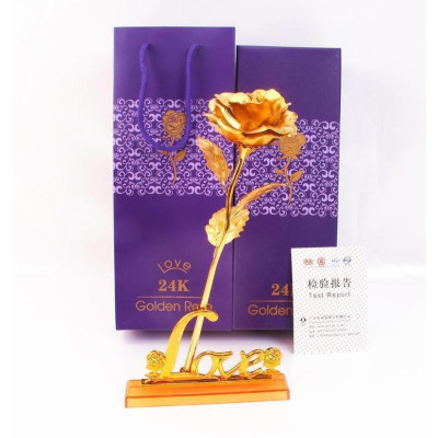 Hoa Hồng Mạ Vàng 24K Chữ Love Có Hộp Đựng Sang Trọng