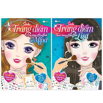 Sách - Trang Điểm Thần Tượng Hàn Quốc Lisa Và Công Chúa Mina - Tô Màu Và Bóc Dán Hơn 100+ Stickers Xinh Đẹp Cho Bé Gái