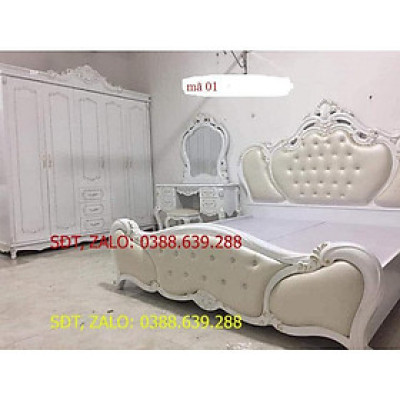 combo bộ giường tủ tân cổ điển 01