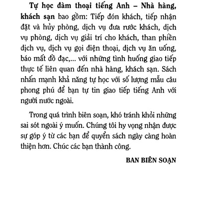 Tự Học Đàm Thoại Tiếng Anh Nhà Hàng Khách Sạn (Kèm CD) - Tái Bản 2018