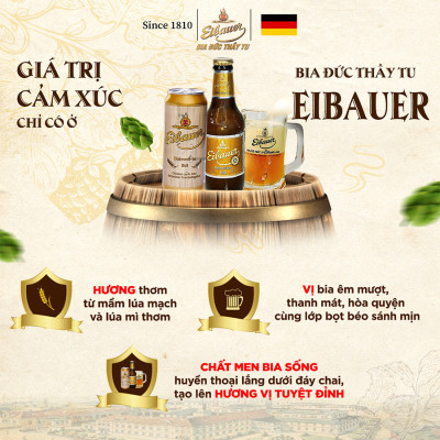 [SINCE 1810] Hộp Quà Tết - Thùng Đức Thầy Tu Eibauer Vàng 5.2 Độ - Lên Men Tự Nhiên, Nhập Khẩu Chính Hãng