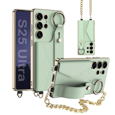 Ốp Lưng Cho Samsung S25 Ultra / S24 Ultra Ví Da Có Quai Xỏ Tay + Dây Đeo Dài - BUM STORE GALAXY CASE