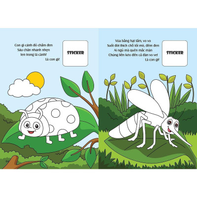 Sách - Bé Tô Màu - Khám Phá Vườn Côn Trùng Kì Thú - Côn Trùng, Bò Sát, Lưỡng Cư) (20+ Hình Dán Sticker - Chính Thông Book