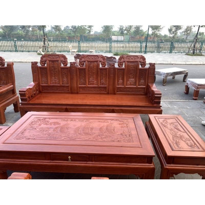 Bộ Bàn Ghế Âu Á Trương Voi Tay Voi Đặc Gỗ Hương