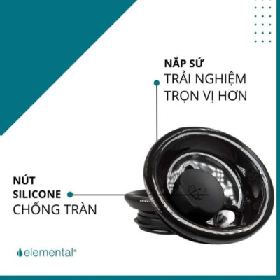 [Hàng chính hãng_Thương hiệu Mỹ] Nắp sứ Elemental màu đen cho ly Artisan 480ml & 360ml thiết kế độc đáo, sang trọng