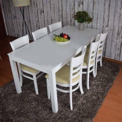 Bộ bàn ăn cabin 1m65 trắng + 6 ghế cabin  Thương hiệu Nội Thất Bình Long 