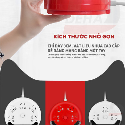 Ổ cắm kéo dài đa năng kèm nguồn USB sạc điện thoại hình mèo dễ thương, có kệ để điện thoại nhỏ gọn tiện dụng