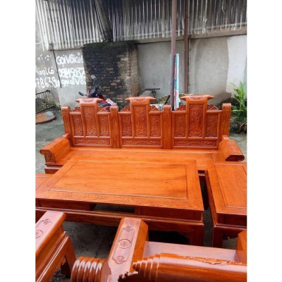 Bộ bàn ghế phòng khách âu á tay hộp gỗ hương đá tay 10