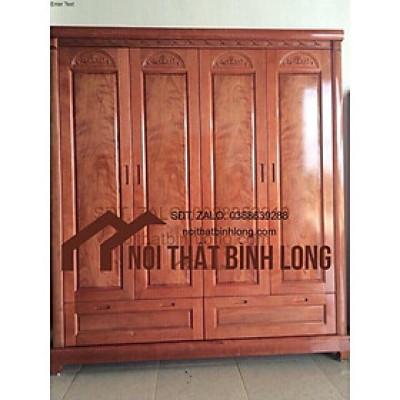 Tủ quần áo gỗ xoan đào 4 buồng giá thật