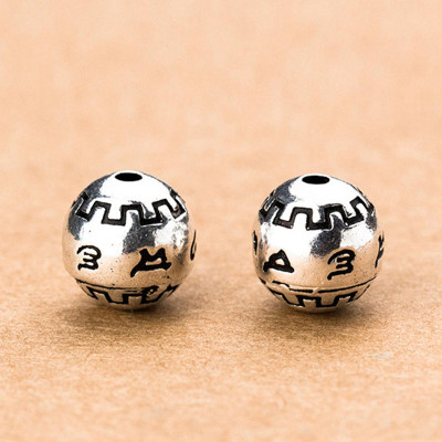 Combo 2 cái charm bạc tròn khắc chữ xỏ ngang - Ngọc Quý Gemstones