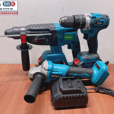 Bộ Combo 3 Món Gồm Máy Khoan Đục Bê Tông, Máy Mài Và Máy Khoan Pin Dùng Pin 199V, 2 Pin 15Cell, Máy Khoan Siêu Khỏe - Bảo Hành 12 Tháng