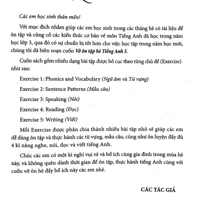 Vở Ôn Tập Hè Tiếng Anh 3 (Dùng Chung Cho Các Bộ SGK Hiện Hành)