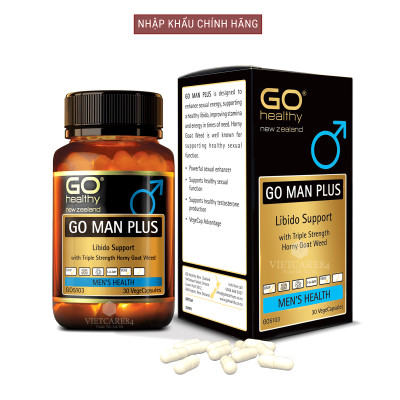 Bộ Sản Phẩm Giúp Tăng Cường Sinh Lực - Sinh Lý Nam, Làm Chậm Quá Trình Mãn Dục Nam: Go Man Plus 30 Viên, Bổ Tim Go Co Q10 160mg 30 Viên