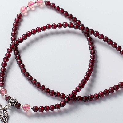 Vòng 2 line đá Garnet charm lá đôi mệnh hỏa, thổ - Ngọc Quý Gemstones