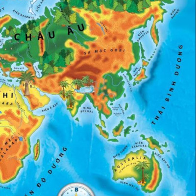 Sách - Atlas cho trẻ em - Hơn 100 Sticker và bản đồ địa hình siêu lớn