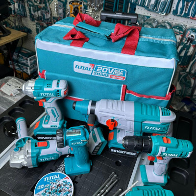 BỘ COMBO 5 MÁY DÙNG PIN 20V NGÀNH XÂY DỰNG (2 pin 4.0Ah +sạc) TOTAL TCKLI2018 - HÀNG CHÍNH HÃNG