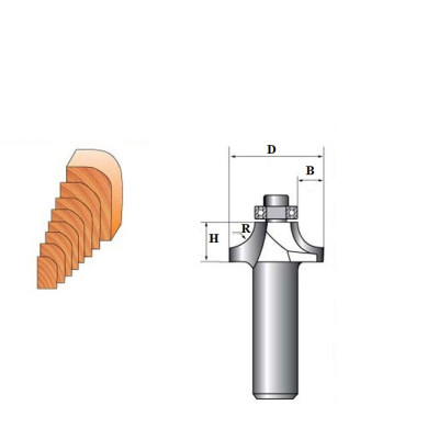 Mũi phay, mũi soi, mũi cắt vát cạnh tròn lồi 1/2"x7/8"(R=11.10mm) ARDEN