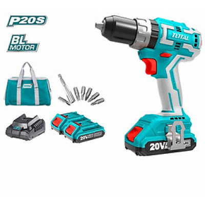 MÁY KHOAN BÚA KHÔNG CHỔI THAN DÙNG PIN 20V (2 PIN 2.0AH VÀ 1 SẠC NHANH) TOTAL TIDLI20608 - HÀNG CHÍNH HÃNG