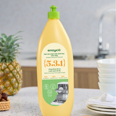 Gel rửa chén bát sinh học cho máy ENZYCO 850ml - Chiết xuất Bồ hòn và Enzyme Dứa