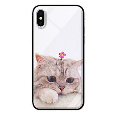 Ốp kính cường lực cho iPhone XS MAX Mèo Buồn - Hàng chính hãng