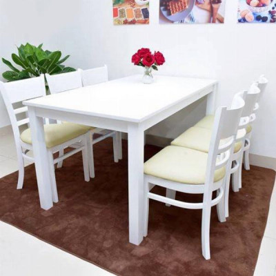 Bộ bàn ăn cabin 1m65 trắng + 6 ghế cabin  Thương hiệu Nội Thất Bình Long 