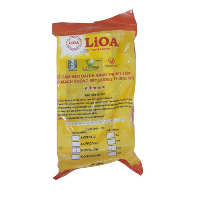 Ổ cắm điện đa năng chính hãng LIOA ( 6 ổ +1 công tắc) dây 3m 6 OFFICE-3W màu trằng
