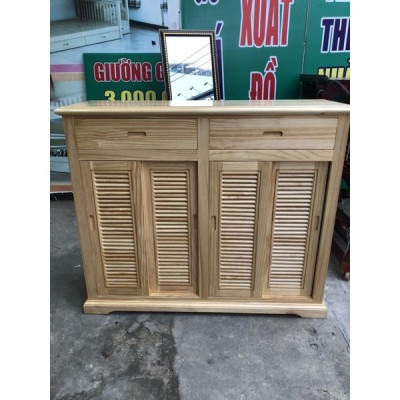 Tủ Đựng Giày Dép Thông Minh Cửa Lùa 4 Cánh Gỗ Thông 100% ( Ngang 1m2 )