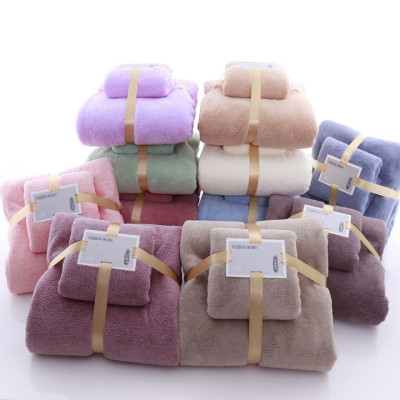 Bộ 2 khăn tắm gấp gọn bằng lông (35cmx75cm + 70cmx140cm) - Giao màu ngẫu nhiên
