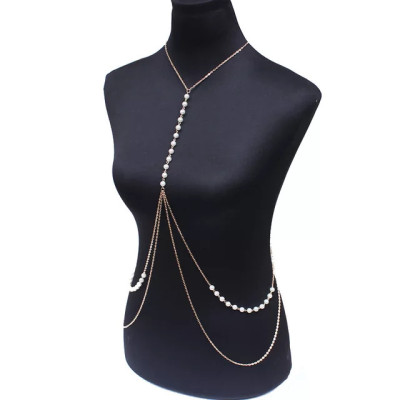 Body chain chuỗi đeo vòng cổ body sexy mix hạt châu