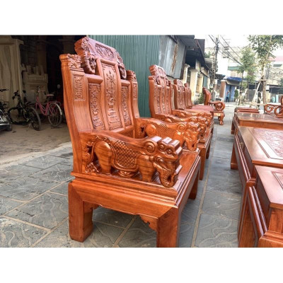 Bộ Bàn Ghế Âu Á Trương Voi Tay Voi Đặc Gỗ Hương