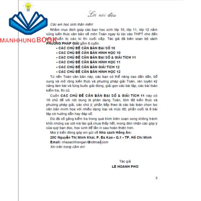 SÁCH - Phương pháp giải các chủ đề căn bản đại số & giải tích 11 (dùng chung cho các bộ sgk hiện hành)