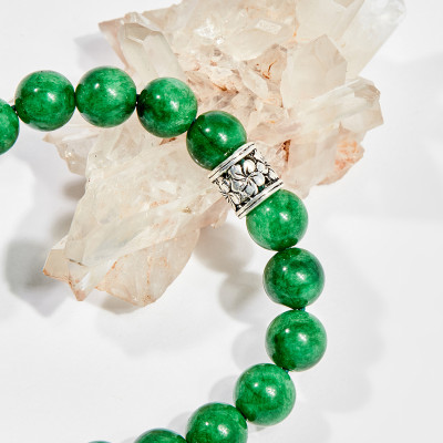 Vòng tay phong thủy nữ đá cẩm thạch sơn thủy charm ong 8mm mệnh hỏa , mộc - Ngọc Quý Gemstones