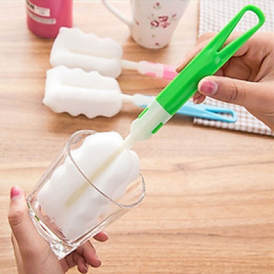 Cây cọ rửa ly cốc, chai lọ, bình sữa bằng mút xốp cán rời có móc treo tiện dụng cho gia đình, quán ăn, cà phê - Dụng cụ rửa ly cốc nhỏ gọn tiện dụng