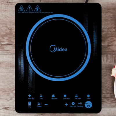 Bếp điện từ Midea MI-T2117DC, Công suất 2100W, Mặt bếp kính Ceramic, tặng kèm nồi - Hàng chính hãng, Bảo hành 12 tháng