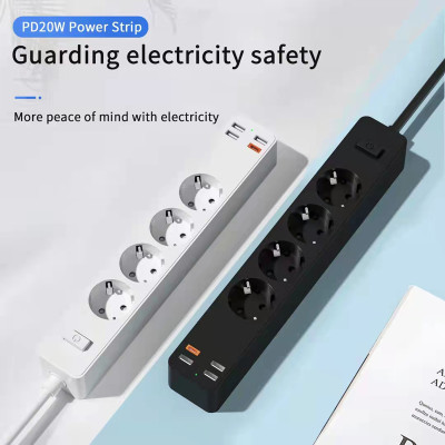 Ổ Điện Wiwu Power Strip Socket With 4 AC 3 USB 20w PD Ngăn Trẻ Em Chạm Vào, Dây Cáp Dày và Bền - Hàng Chính Hãng