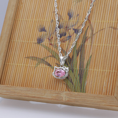 Dây Chuyền Trẻ Em Bạc Hiểu Minh DTE051P Mèo Kity