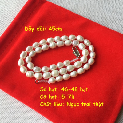 Dây chuyền ngọc trai thật Luxi Green, dài 45cm, kèm bản Photocopy chứng thư kiểm định ngọc trai thật tại SJC