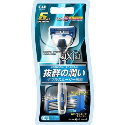 Dao Cạo Râu 5 Lưỡi Kép Màu Xanh Kai Razor 5 Blade 0607-GA0014X4 (Set 1 Thân 1 Lưỡi)