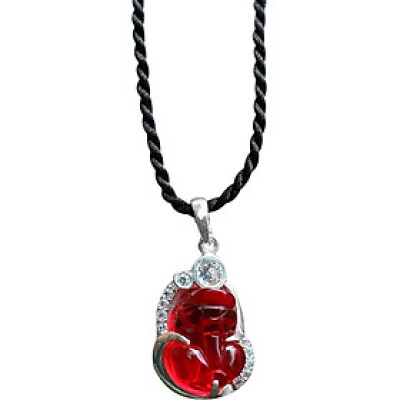 Tỳ Hưu Pha Lê Bọc Bạc Ngọc Quý Gemstones MD32 - Đỏ