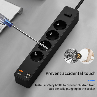 Ổ Điện Wiwu Power Strip Socket With 4 AC 3 USB 20w PD Ngăn Trẻ Em Chạm Vào, Dây Cáp Dày và Bền - Hàng Chính Hãng