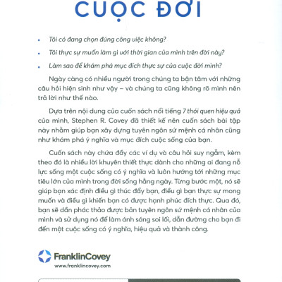 Tuyên Ngôn Sứ Mệnh Cuộc Đời - Hành Trình Tìm Mục Đích, Chọn Mục Tiêu Và Đạt Ước Mơ - Stephen R. Covey; Trần Anh Khôi dịch