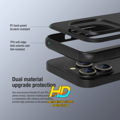 Ốp Lưng Chống Trượt Dành Cho iPhone 14 Pro Chính Hãng Nillkin SUPER FROSTED SHIELD PRO - Hàng Chính Hãng