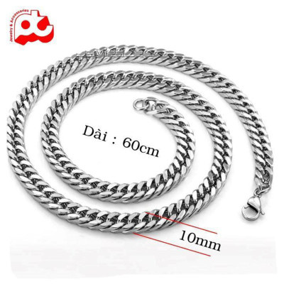 Dây chuyền nam titan cao cấp rẻ titan thép không gỉ kiểu lặc đôi trangsucpt kích cỡ 10mm PTDCNA188