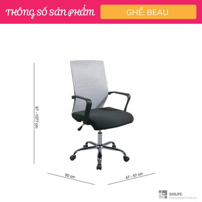 Ghế xoay văn phòng lưng trung bọc lưới SMLIFE Beau