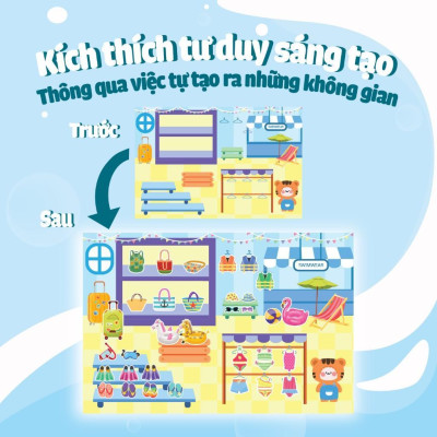 Sách Tương Tác Bóc Dán Sticker Cho Bé - Trò Chơi Đồ Hàng Du Lịch Biển (Hơn 200 Stickers) - Megabook