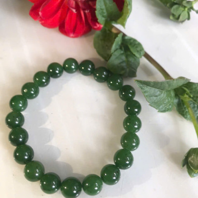 Vòng Đeo Tay chuỗi đá Ngọc Phật Xanh Ngọc bích bóng đẹp size hạt 9,5mm xinh lắm món quà tặng Mẹ , tặng vợ , tặng người thân ý nghĩa ạ 