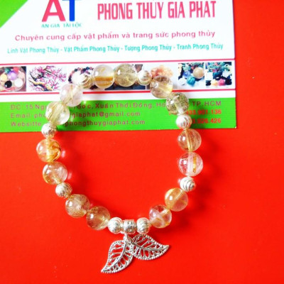 VÒNG ĐEO TAY PHONG THỦY THẠCH ANH TÓC VÀNG