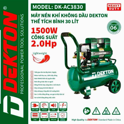 MÁY NÉN KHÍ KHÔNG DẦU 30L  DK-AC3830 DEKTON 
-HÀNG CHÍNH HÃNG