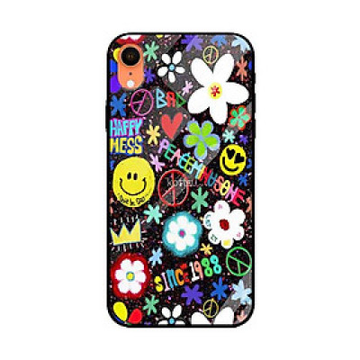 Ốp lưng kính cường lực cho iPhone Xr Nền Hoa Cúc Mess - Hàng Chính Hãng
